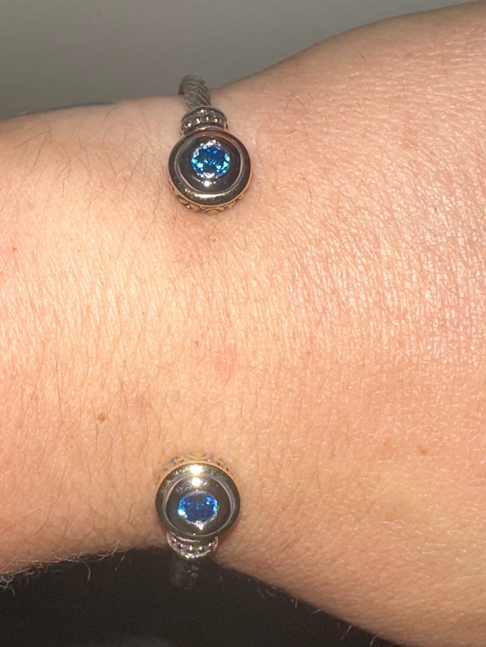 John Medeiros Bracelet with Blue Stone End Caps